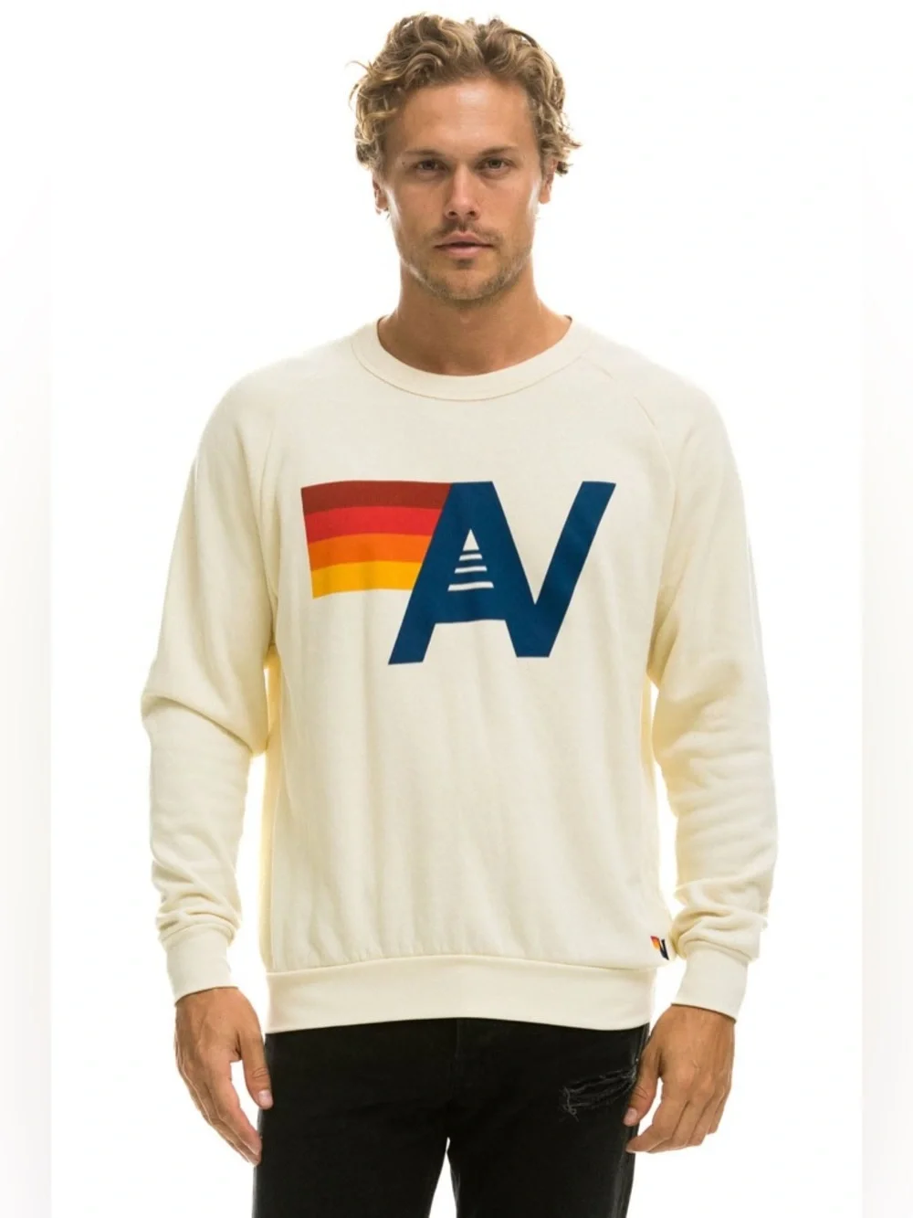 Aviator Nation LOGO SWEATSHIRT VINTAGE WHITE Medium Unisex - Picture 3 of 6